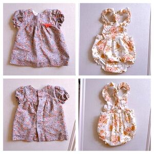 Zara & H&M 6-9 months baby dress and romper 2 pieces pink blue floral